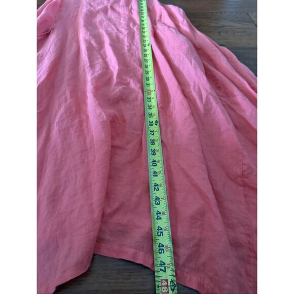 LIN BOHÈME Coral Linen Tunic Dress • Oversized Asymmetrical Hem • One Size - Picture 7 of 10